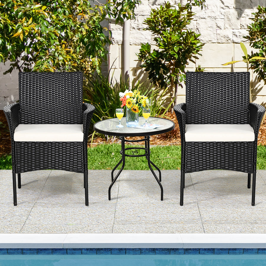 2PCS Chairs Outdoor Patio Rattan Wicker Dining Arm Seat With Cushions Image 1