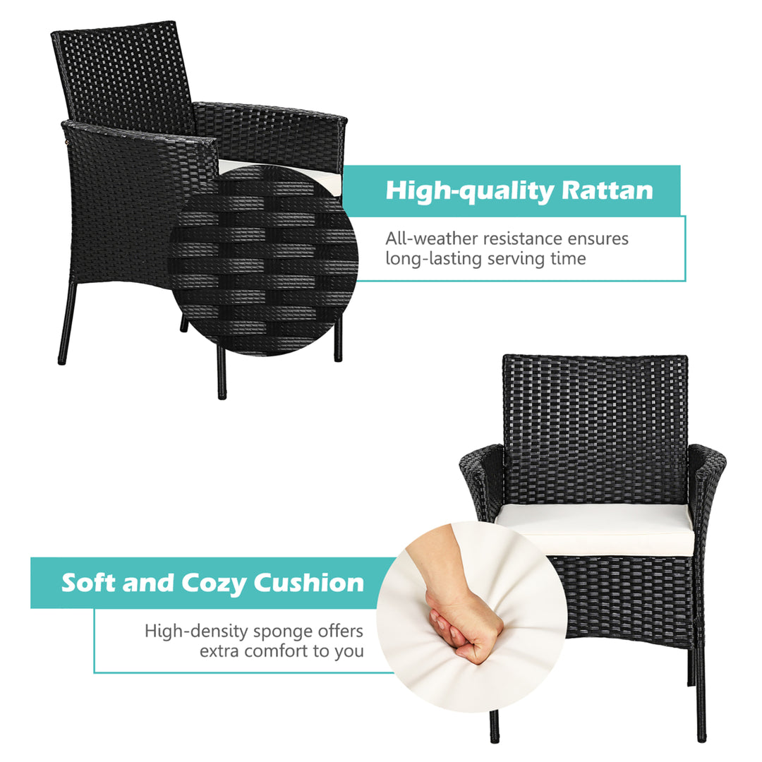 2PCS Chairs Outdoor Patio Rattan Wicker Dining Arm Seat With Cushions Image 6