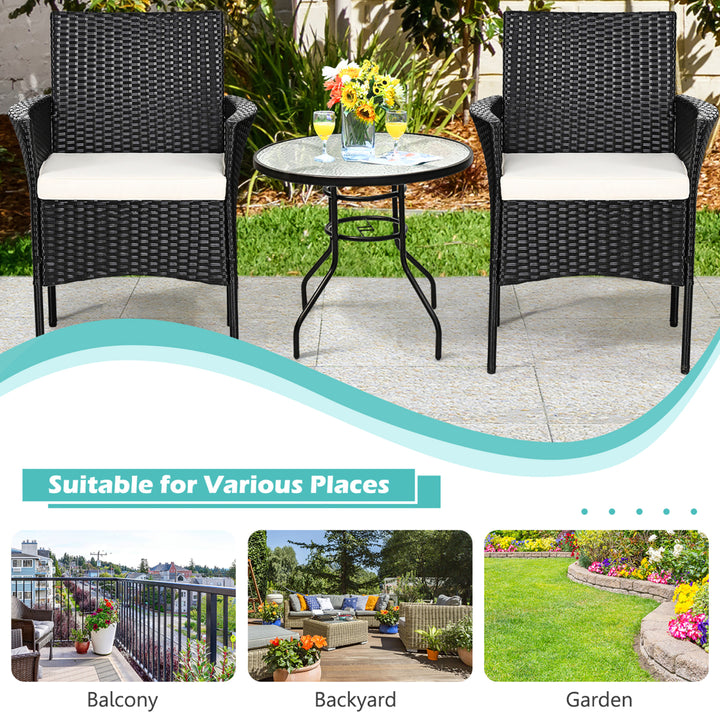 2PCS Chairs Outdoor Patio Rattan Wicker Dining Arm Seat With Cushions Image 7