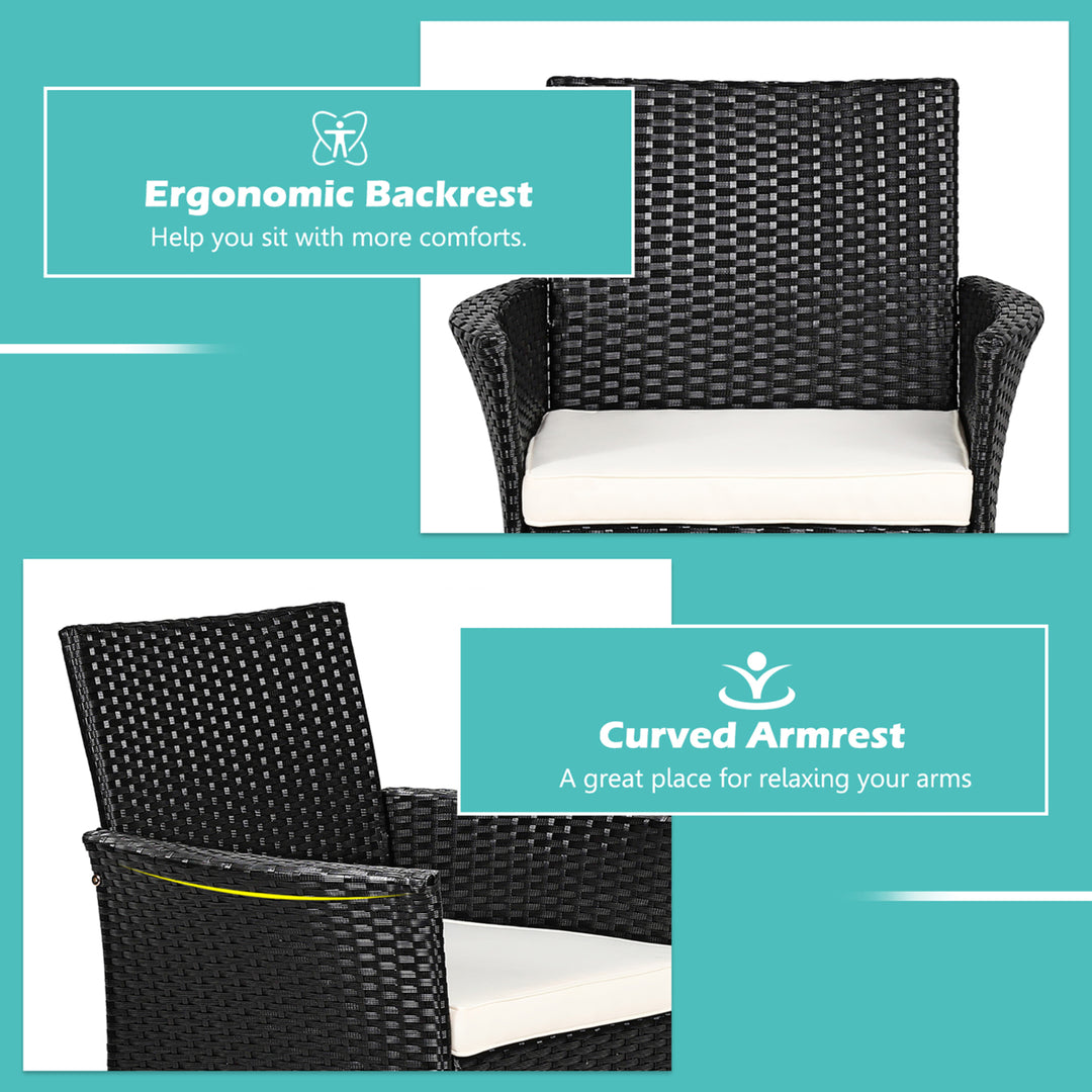 2PCS Chairs Outdoor Patio Rattan Wicker Dining Arm Seat With Cushions Image 8