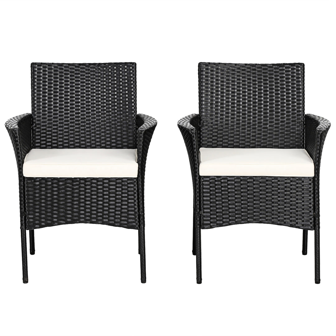 2PCS Chairs Outdoor Patio Rattan Wicker Dining Arm Seat With Cushions Image 10