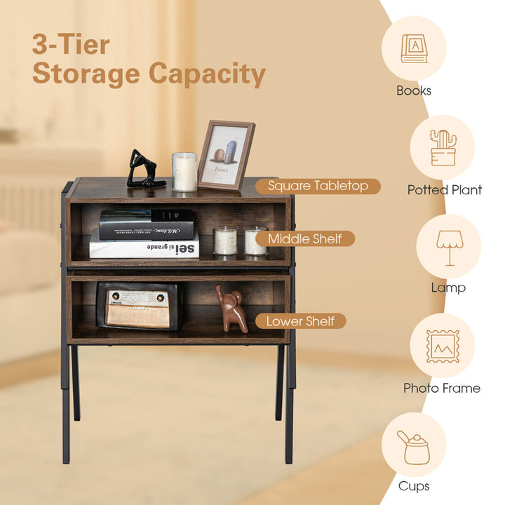 Stackable End Table Night Stand Bedside Table Shelf Accent Table Image 8