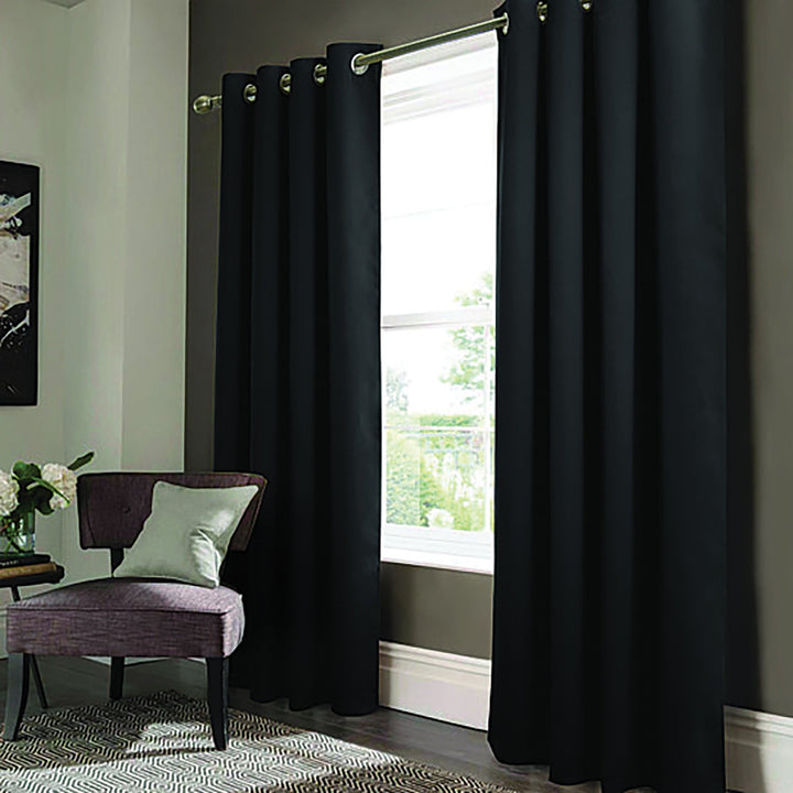 Anchorage Blackout Grommet Curtains 2-Panel 84 Inch Thermal Insulated Black Image 3