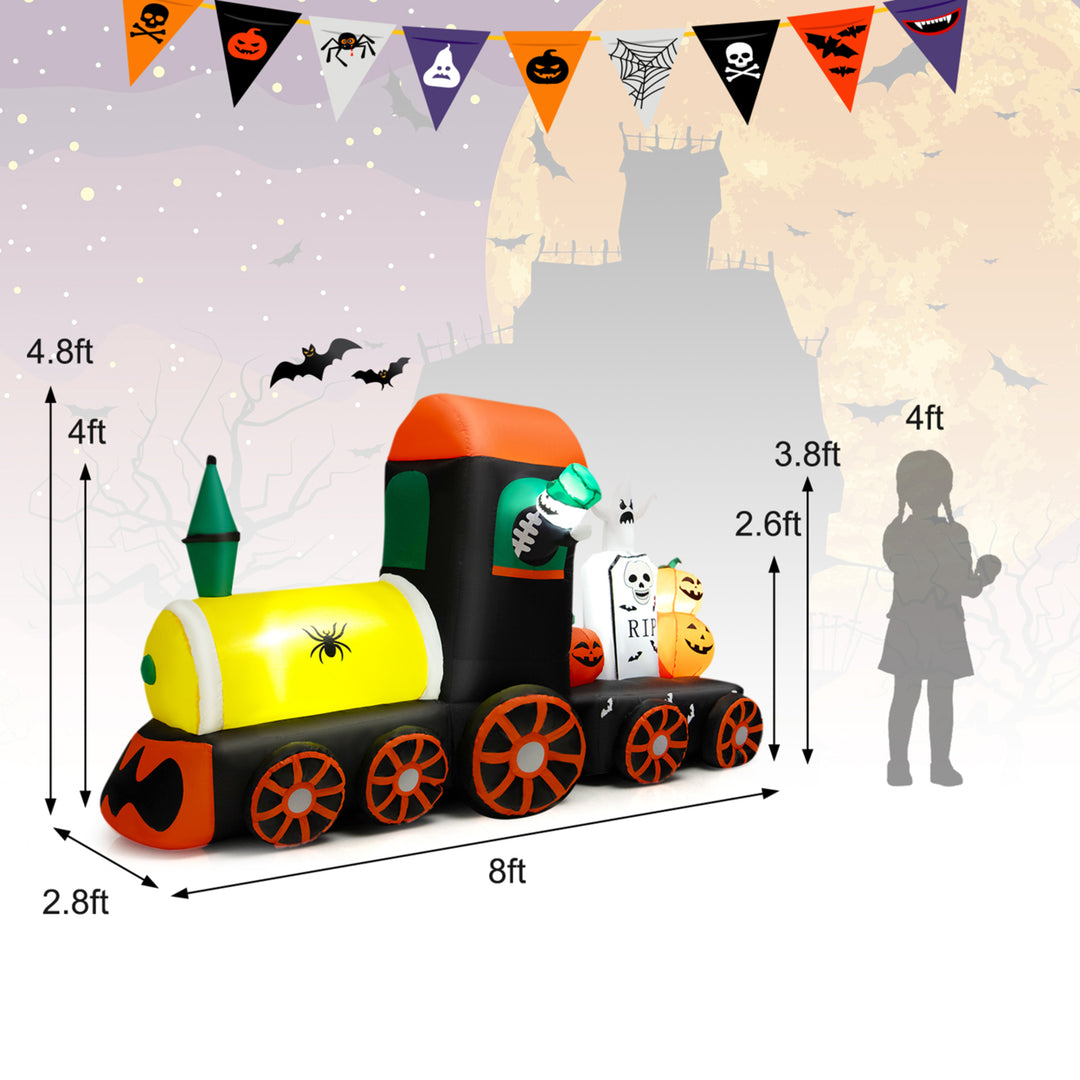 8 Long Inflatable Halloween Train Blow Up Decoration w/LED Lights Image 2