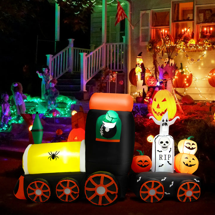 8 Long Inflatable Halloween Train Blow Up Decoration w/LED Lights Image 3