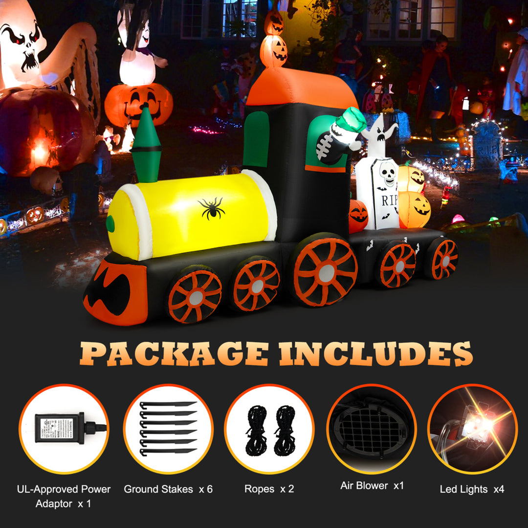 8 Long Inflatable Halloween Train Blow Up Decoration w/LED Lights Image 5