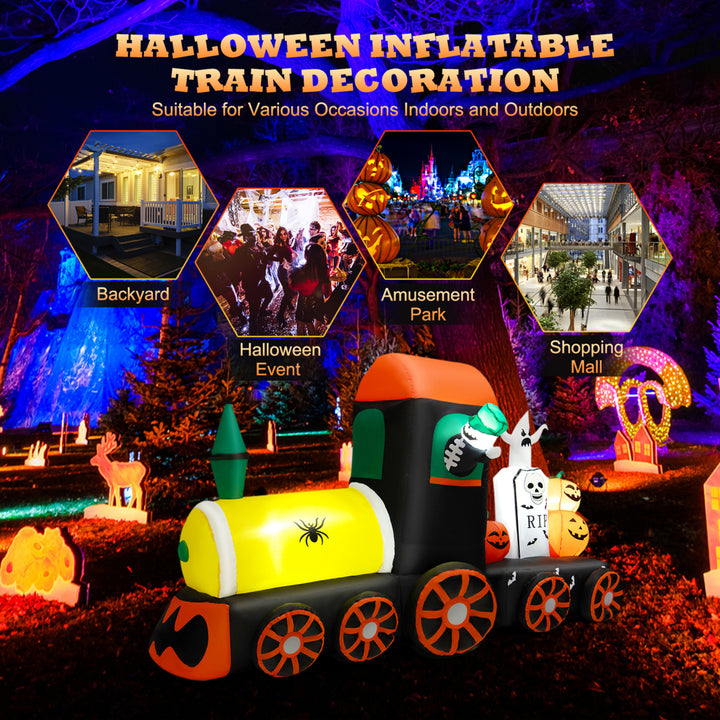 8 Long Inflatable Halloween Train Blow Up Decoration w/LED Lights Image 6