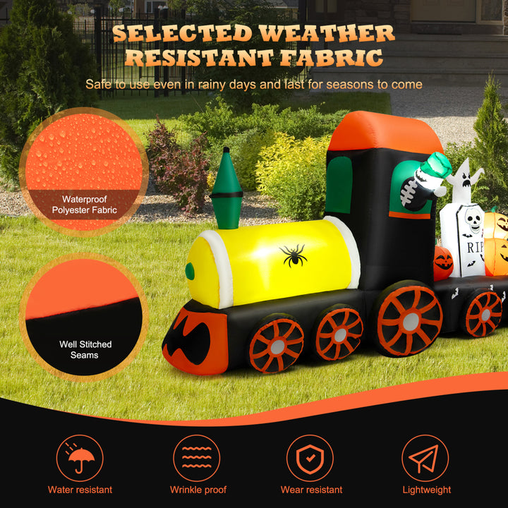 8 Long Inflatable Halloween Train Blow Up Decoration w/LED Lights Image 7