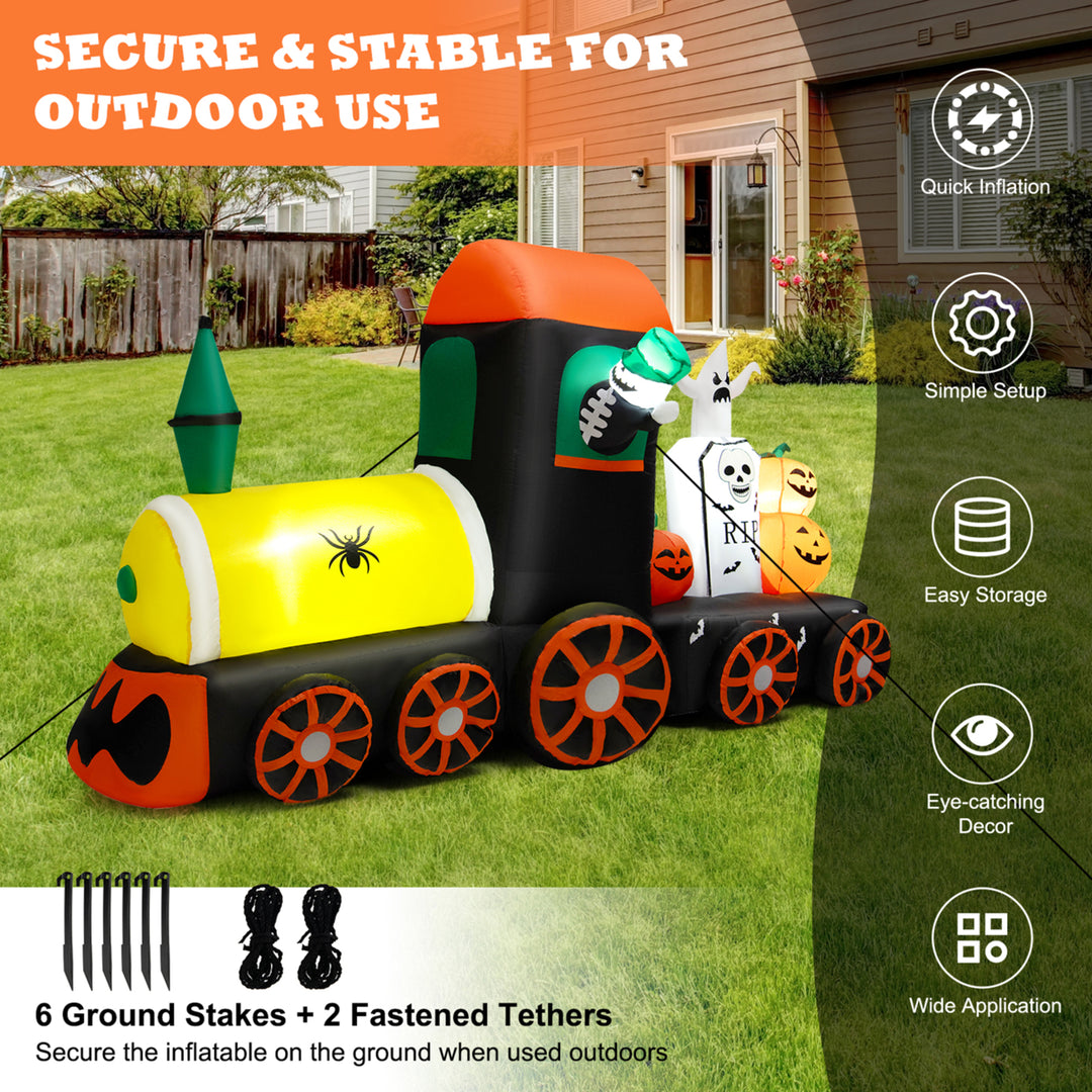 8 Long Inflatable Halloween Train Blow Up Decoration w/LED Lights Image 9