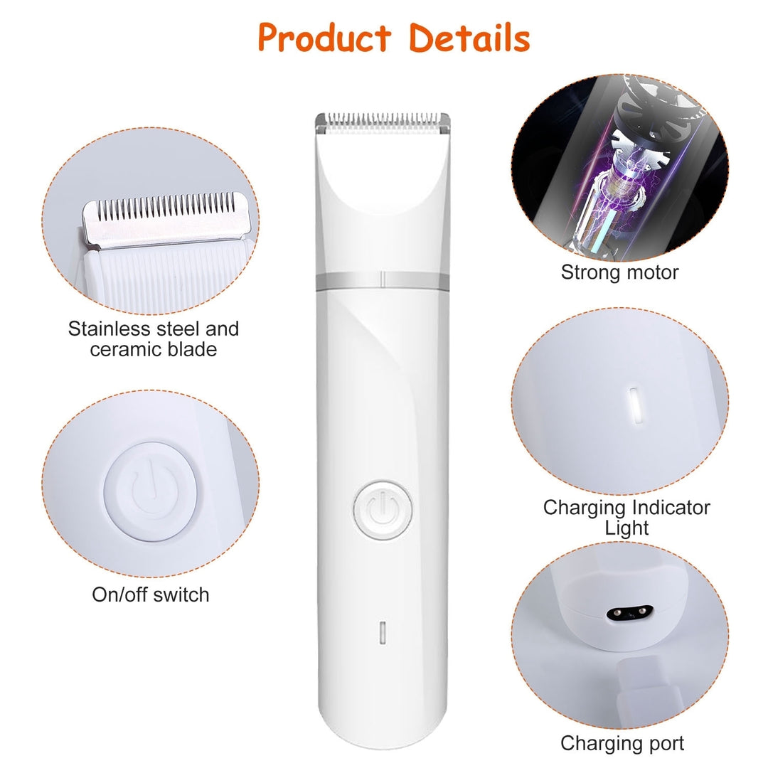 Electric Pet Grooming Kit Cordless Rechargeable Low Noise Hair Trimmer White Image 6