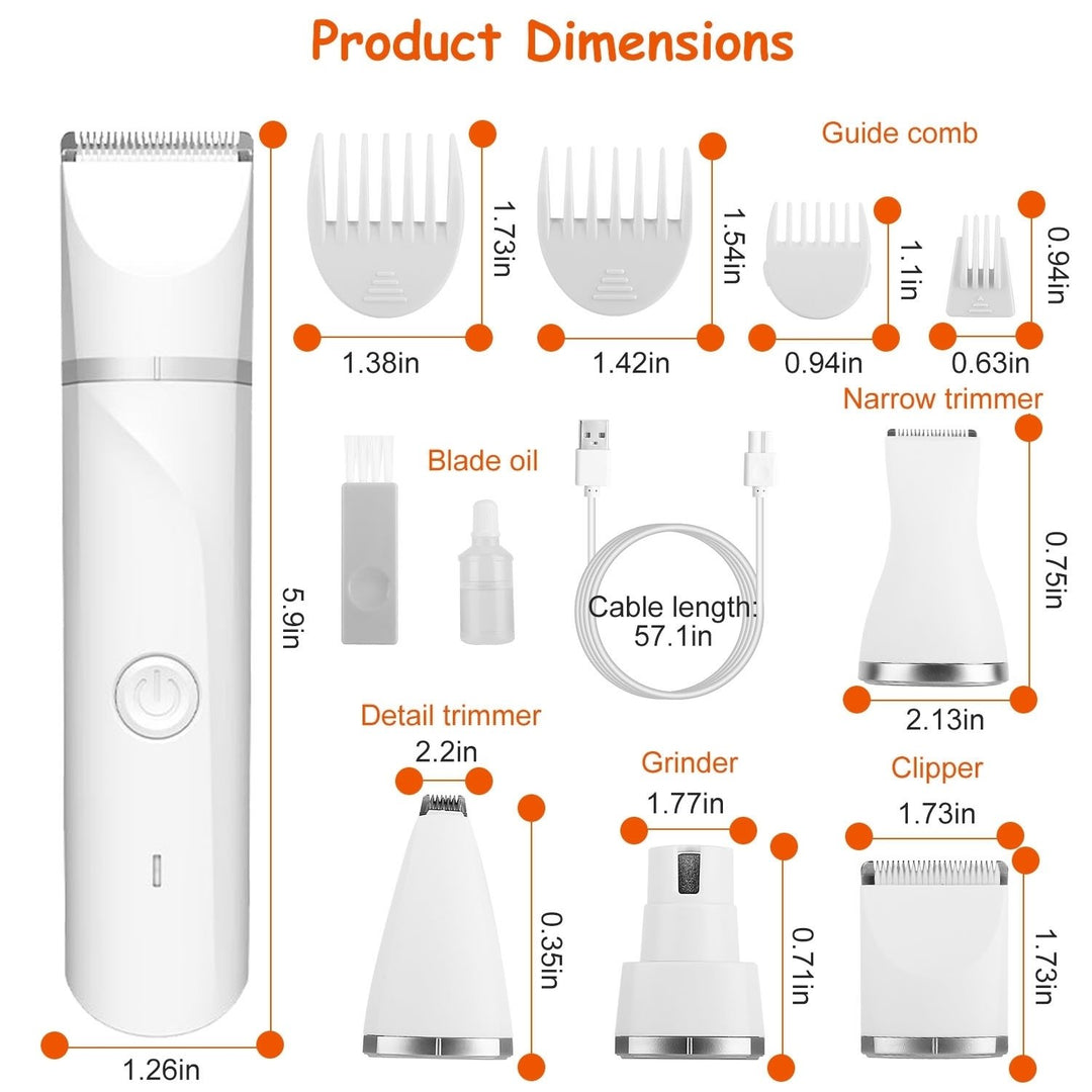 Electric Pet Grooming Kit Cordless Rechargeable Low Noise Hair Trimmer White Image 7