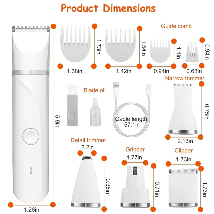 Electric Pet Grooming Kit Cordless Rechargeable Low Noise Hair Trimmer White Image 7