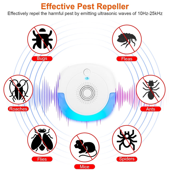 6 Pack Ultrasonic Pest Repellers Indoor Mouse Insect Rodent Control 800-1200 sq ft Image 2