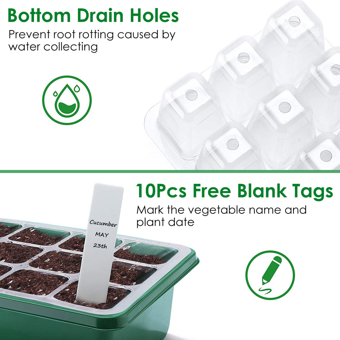 10Pcs Green Seed Starter Tray Kit 120 Cells Germination Propagator with Dome Image 3