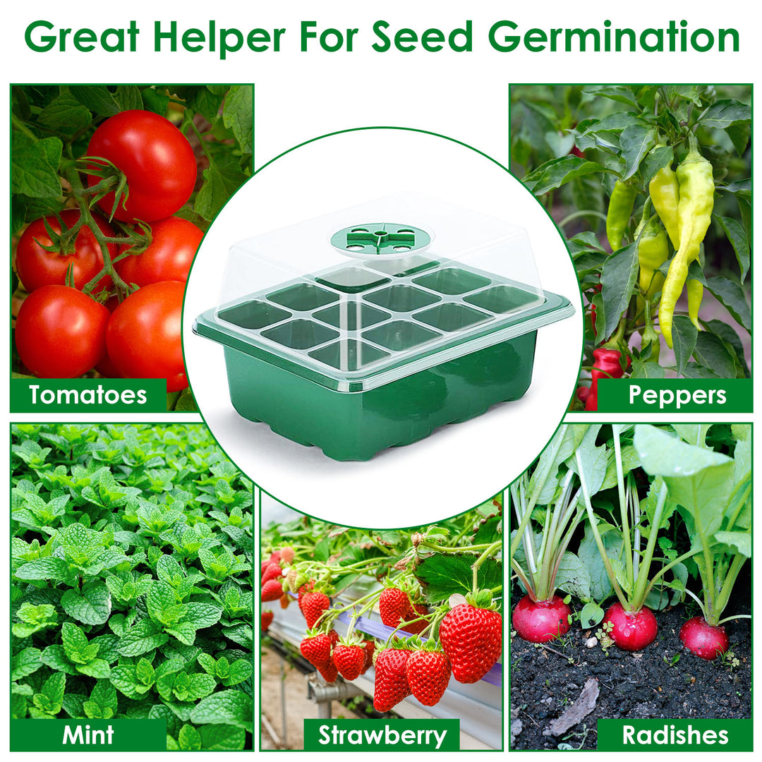 10Pcs Green Seed Starter Tray Kit 120 Cells Germination Propagator with Dome Image 7