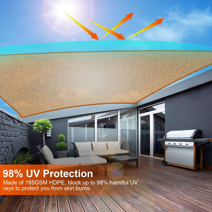 LakeForest Rectangle Sun Shade Sail 118.1in Beige 98% UV Protection HDPE Canopy Image 2