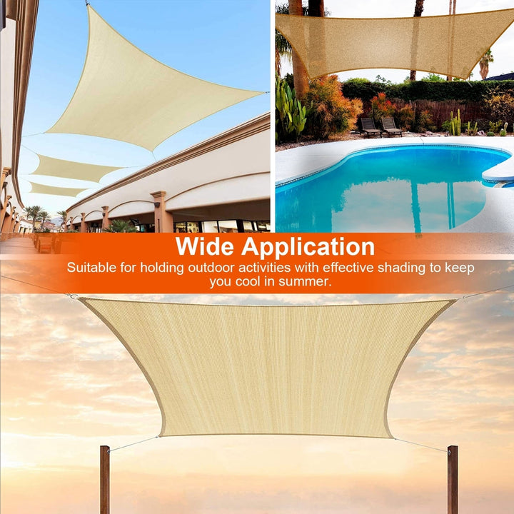 LakeForest Rectangle Sun Shade Sail 118.1in Beige 98% UV Protection HDPE Canopy Image 4