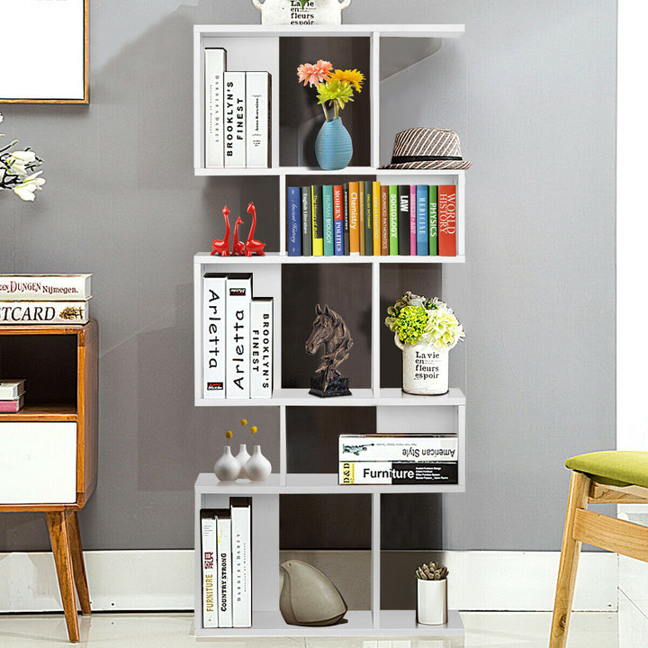 5 Cubes Ladder Shelf Freestanding Corner Bookshelf Display Rack Bookcase Image 4