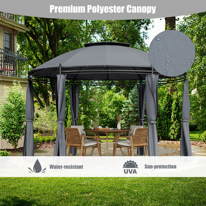 11.5 Outdoor Patio Round Dome Gazebo Canopy Shelter Double Roof Steel Gray Image 6