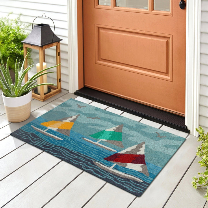 Liora Manne Frontporch Sail Away Indoor Outdoor Area Rug Sea Image 1