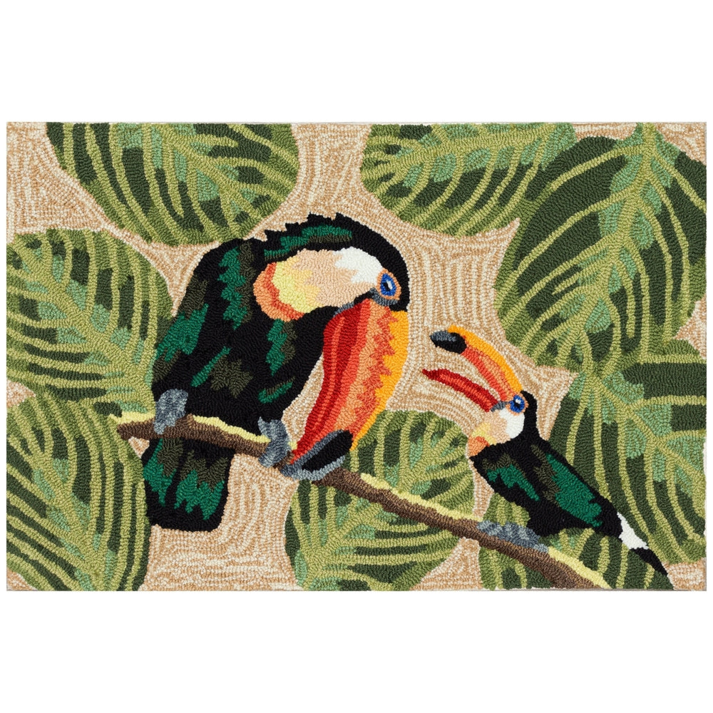 Liora Manne Frontporch Two Cute Toucans Indoor Outdoor Area Rug Neutral Image 2