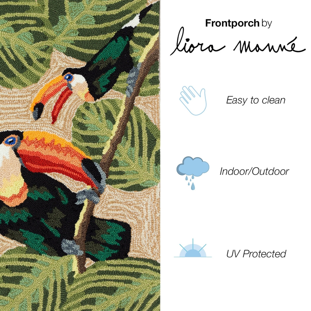 Liora Manne Area Rug Frontporch Toucans Indoor Outdoor Neutral 80% Polyester Image 5