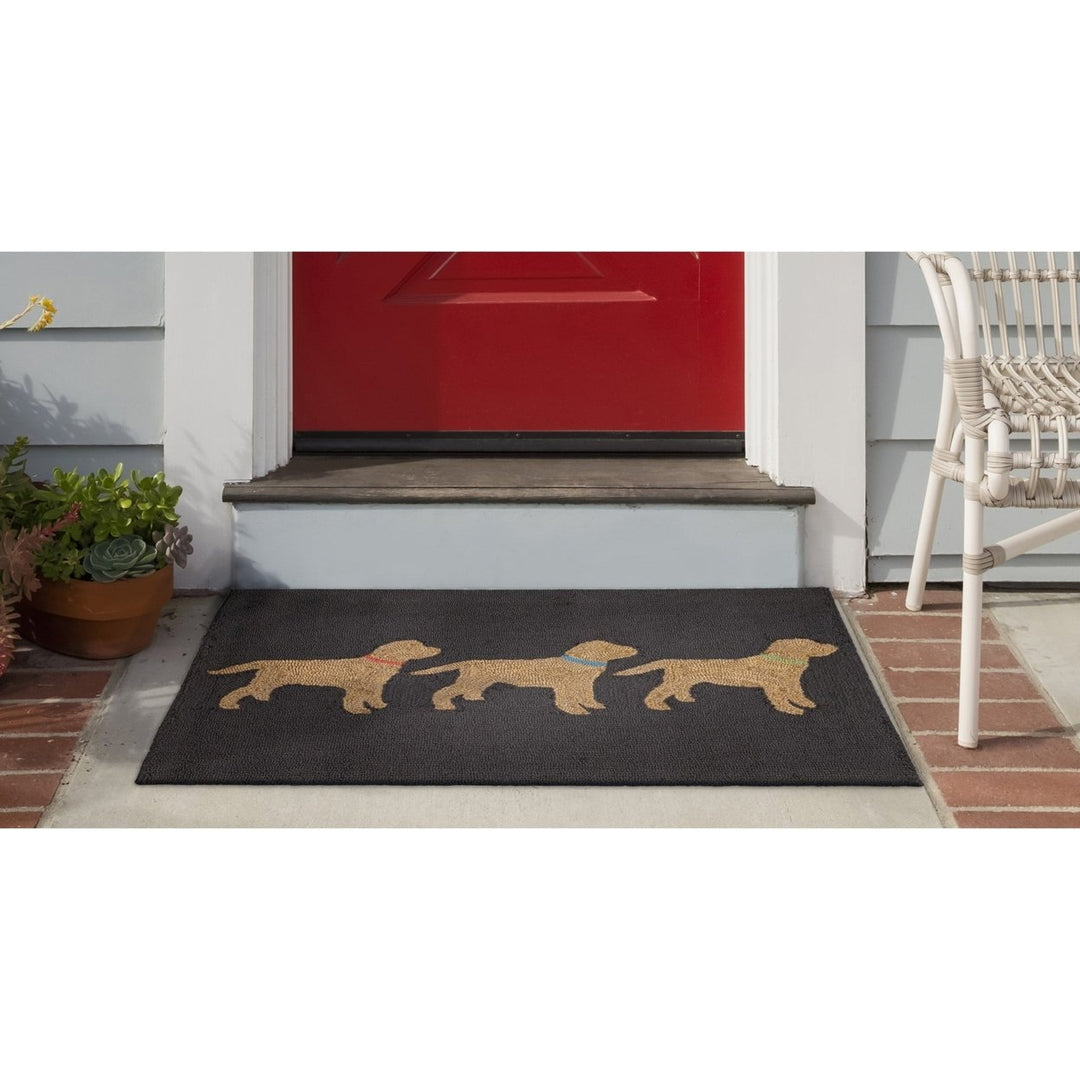 Liora Manne Yellow Labs Rug Indoor Outdoor Charcoal 80% Polyester Durable Image 1