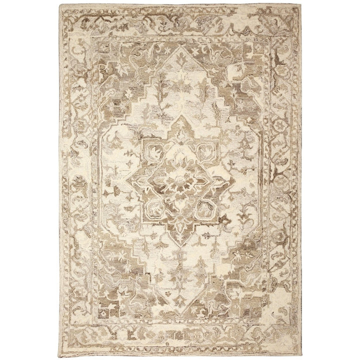 Liora Manne Hana Heriz Indoor Area Rug Natural 100% Wool Hand Tufted 8x10 ft Image 1