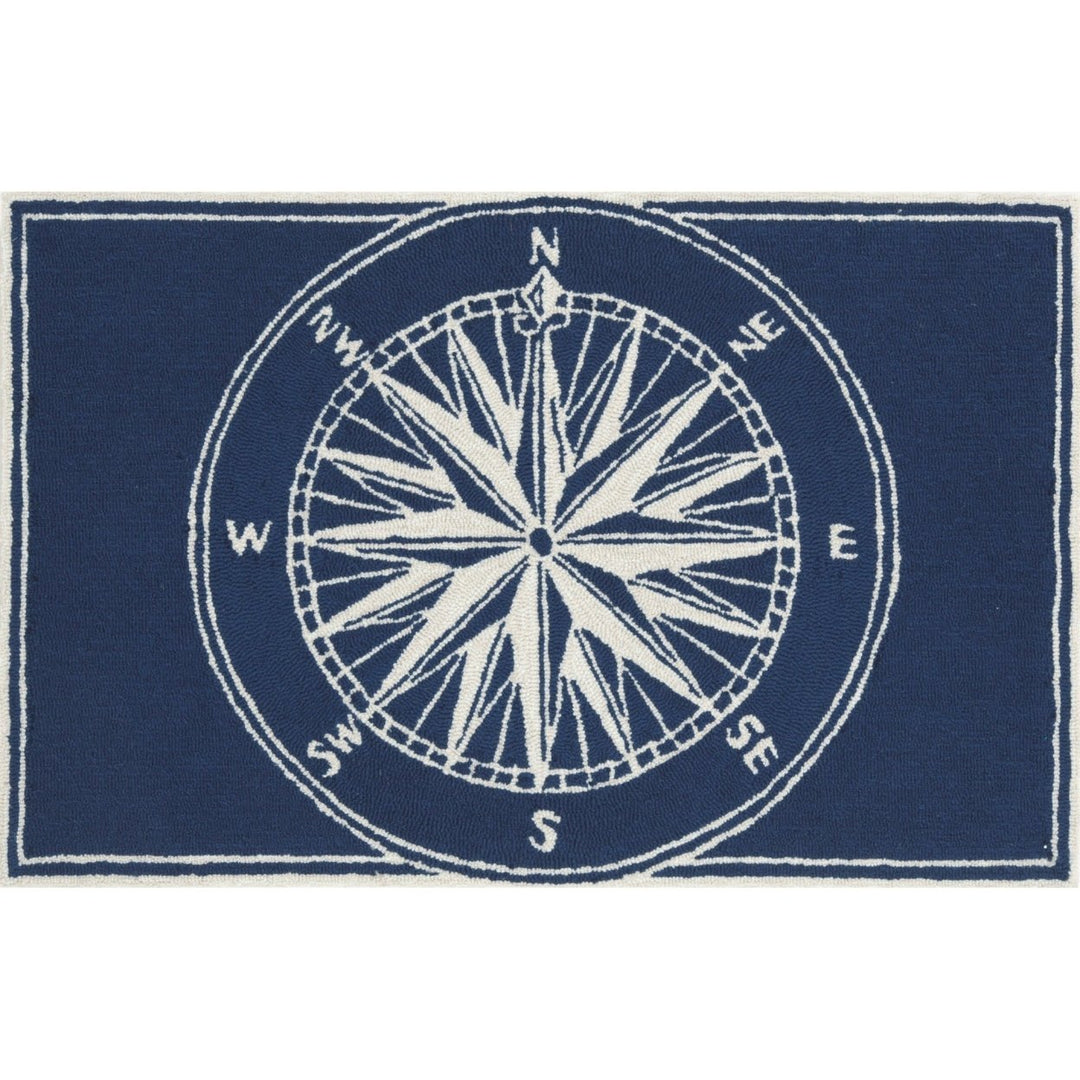 Liora Manne Compass Indoor Outdoor Area Rug Navy Hand Tufted 80% Polyester Image 1