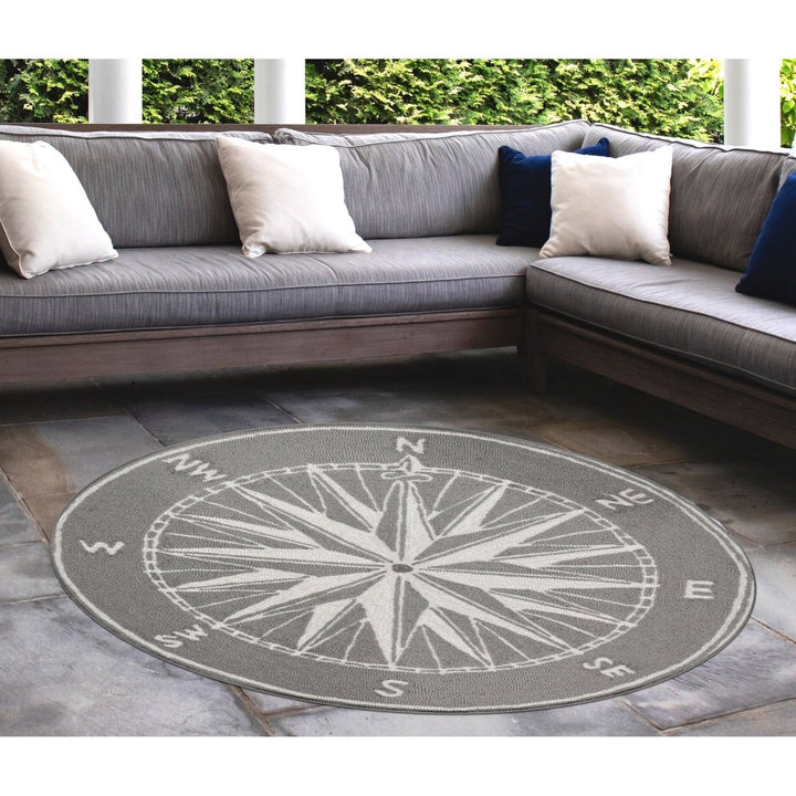 Liora Manne Frontporch Compass Indoor Outdoor Area Rug Grey Image 1