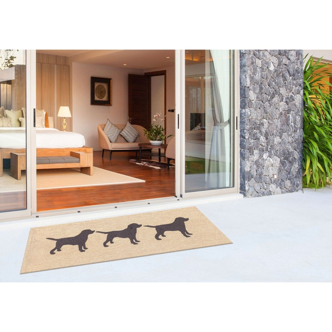 Liora Manne Frontporch Doggies Area Rug Black Indoor Outdoor 80% Polyester 20% Acrylic Image 1