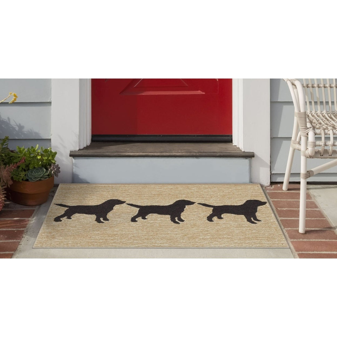 Liora Manne Frontporch Doggies Area Rug Black Indoor Outdoor 80% Polyester 20% Acrylic Image 1