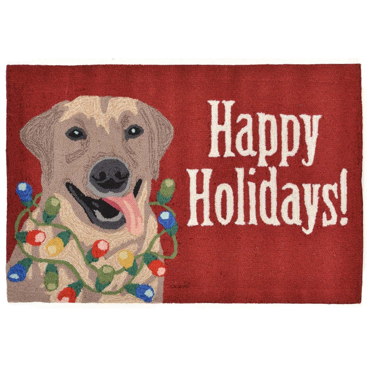 Liora Manne Frontporch Happy Holidays Red Indoor Outdoor Area Rug 4x6 Image 1