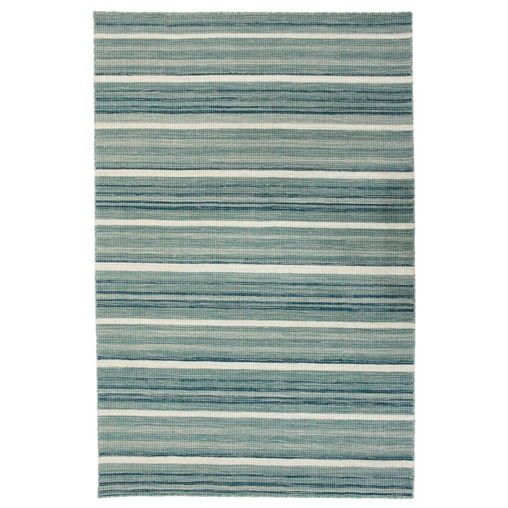 Liora Manne Aruba Indoor Area Rug 100% Wool Aqua Faded Stripe Hand Loomed 5x8 Image 1