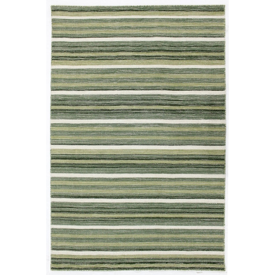 Liora Manne Aruba Faded Stripe Rug Indoor Green 100% Wool Hand Loomed 5x8 Image 1