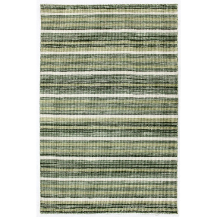 Liora Manne Aruba Faded Stripe Rug Indoor Green 100% Wool Hand Loomed 5x8 Image 1