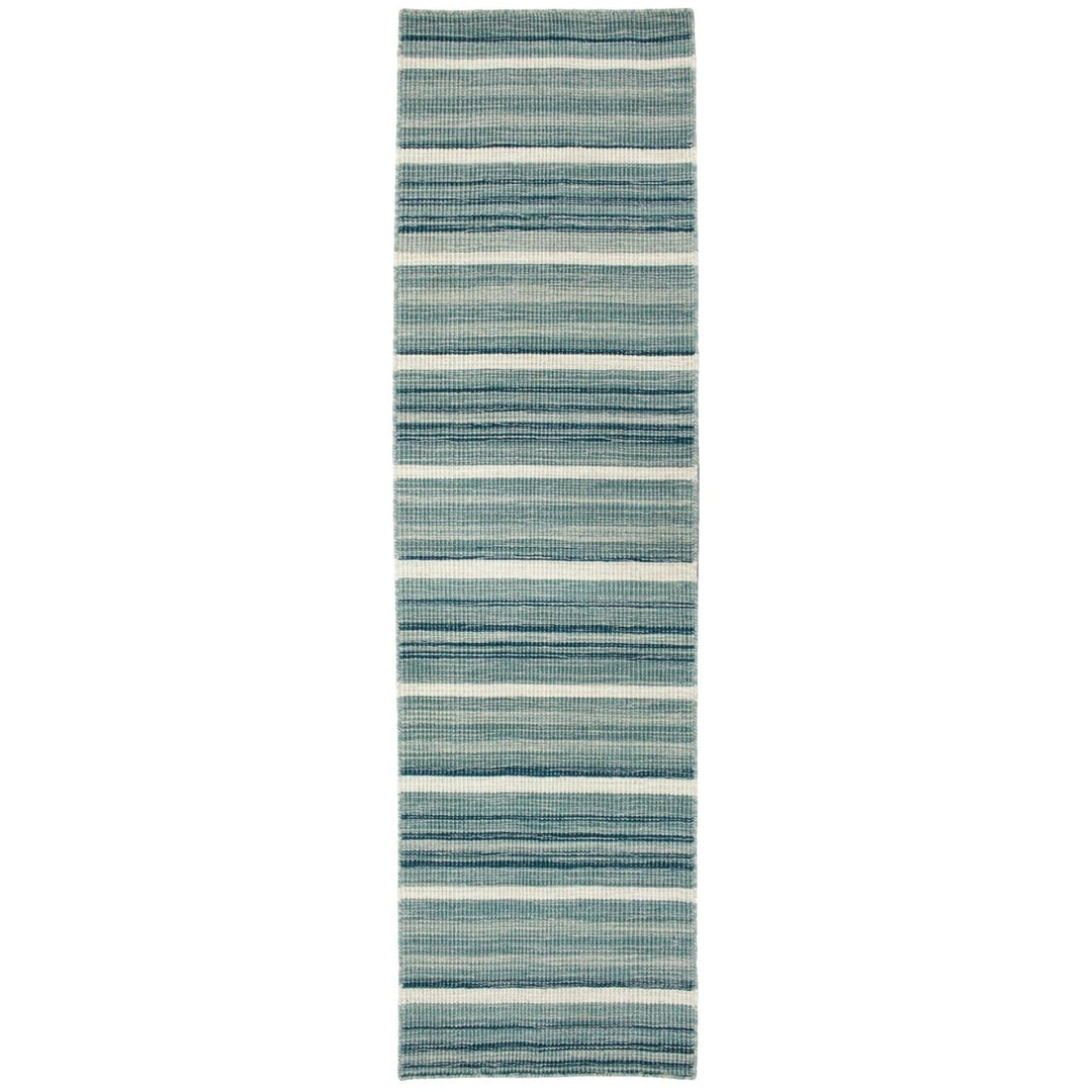 Liora Manne Aruba Indoor Area Rug 100% Wool Aqua Faded Stripe Hand Loomed 5x8 Image 1