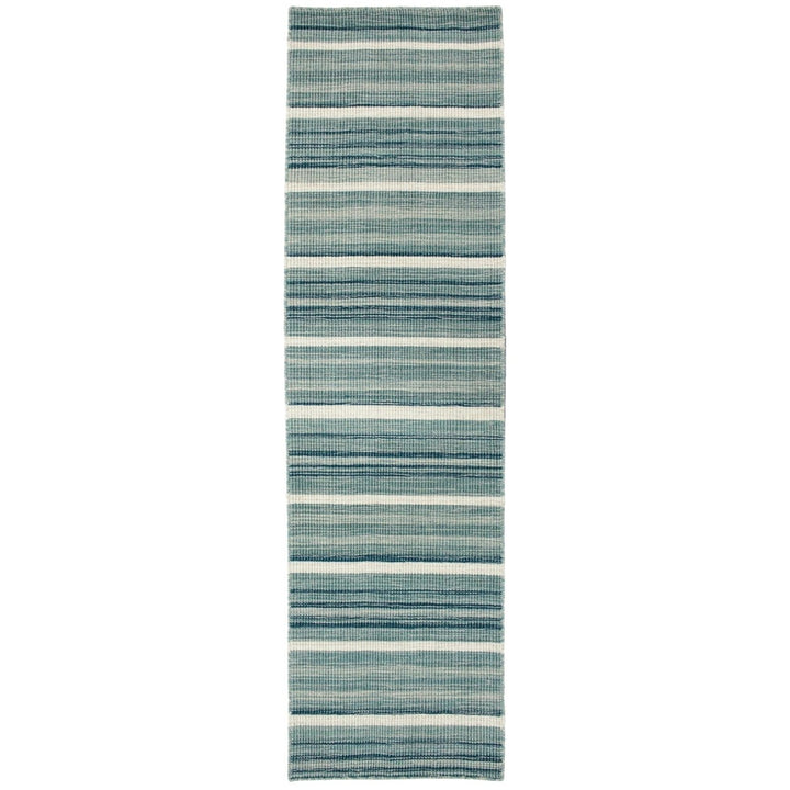 Liora Manne Aruba Indoor Area Rug 100% Wool Aqua Faded Stripe Hand Loomed 5x8 Image 1