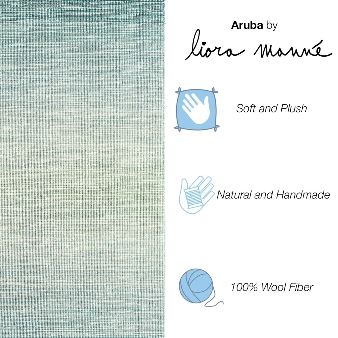 Liora Manne Aruba Ombre Indoor Area Rug Aqua 100% Wool Hand Loomed 5x8 ft Image 5