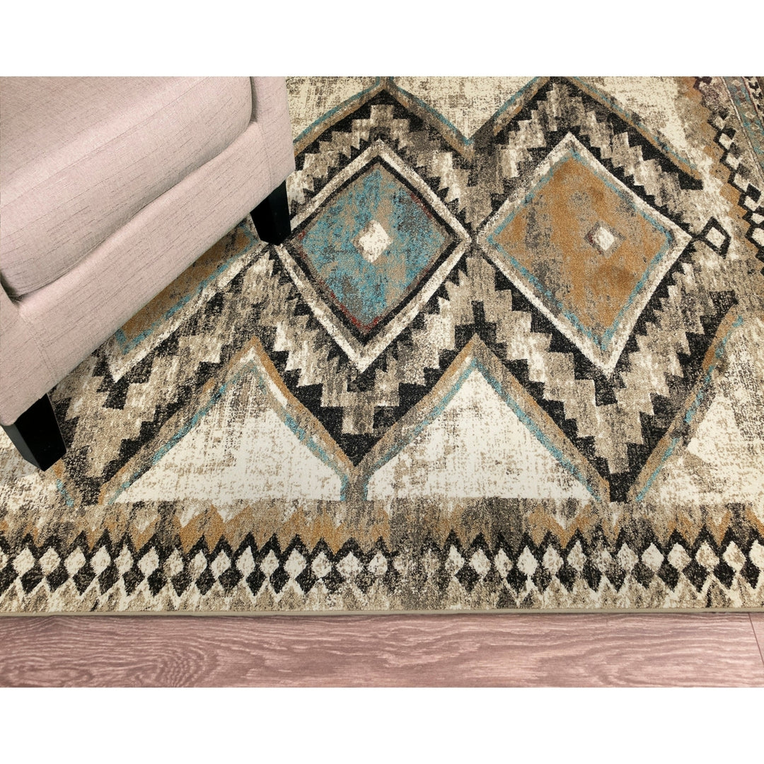 Liora Manne Ashford Diamond Trio Indoor Area Rug Ivory Blue Image 10