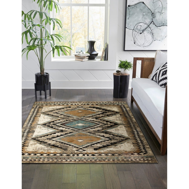 Liora Manne Ashford Diamond Trio Indoor Area Rug Ivory Blue Image 11