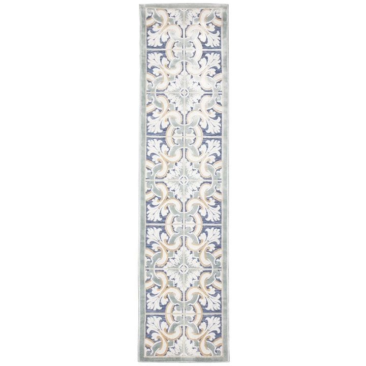 Liora Manne Canyon Floral Tile Indoor Outdoor Area Rug Navy Image 5