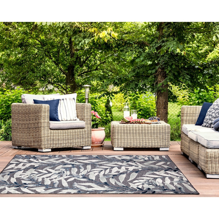 Liora Manne Canyon Vines Area Rug Charcoal 100% Polypropylene Indoor Outdoor Image 4