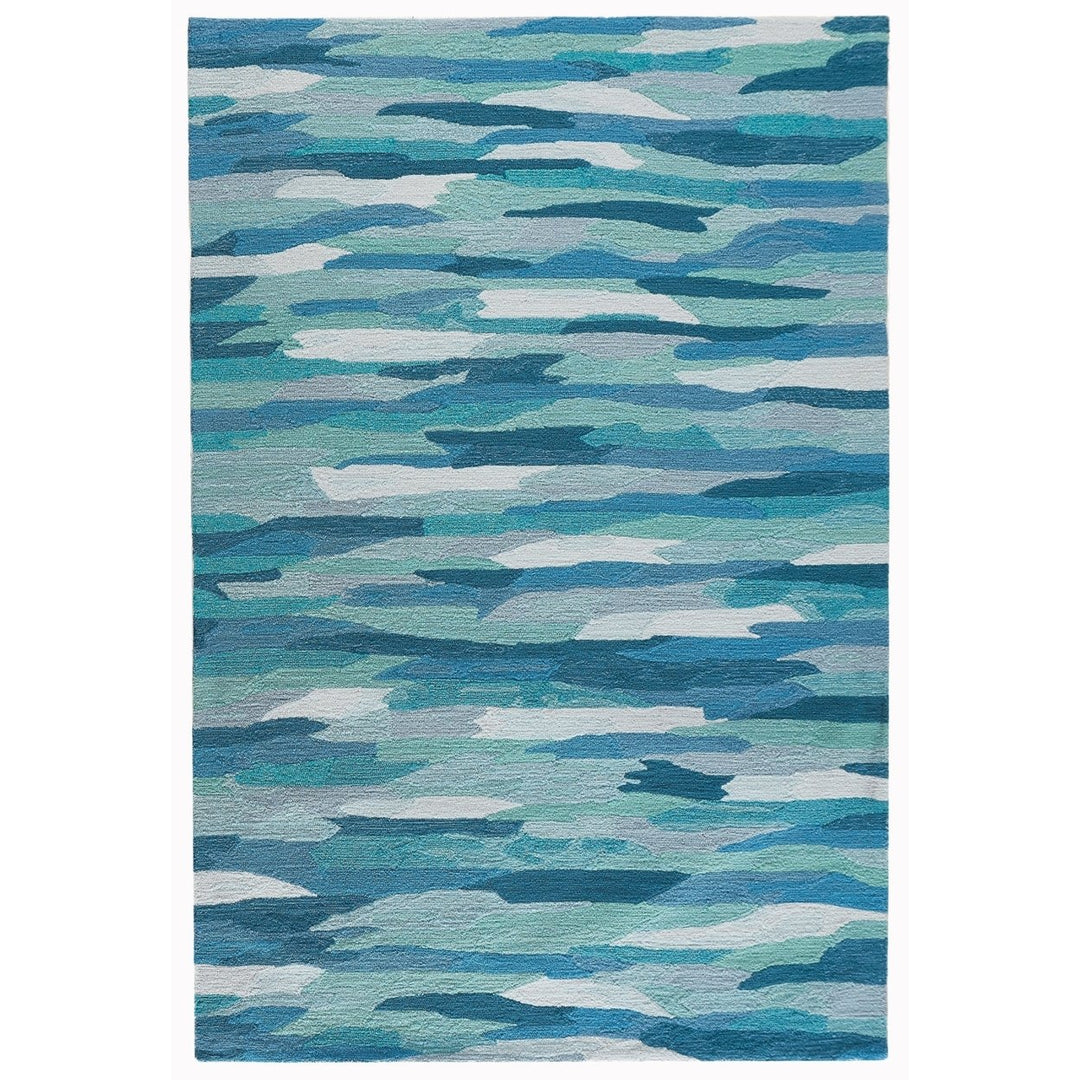 Liora Manne Capri Cloud Area Rug Indoor Outdoor Navy Aqua 5x8 Polyester Acrylic Image 2