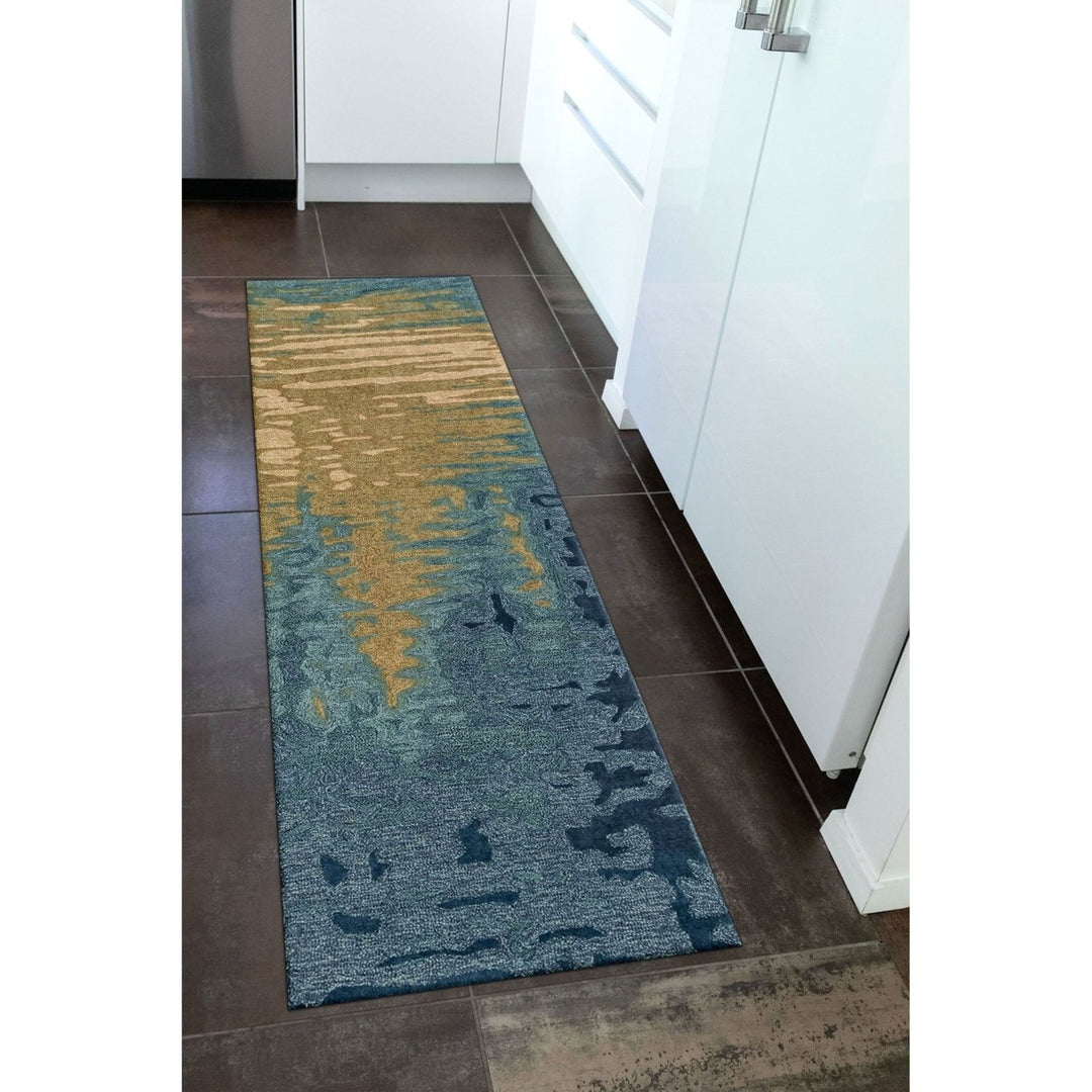 Liora Manne Corsica Reflection Indoor Area Rug 100% Wool Ocean 5x8 Feet Image 1