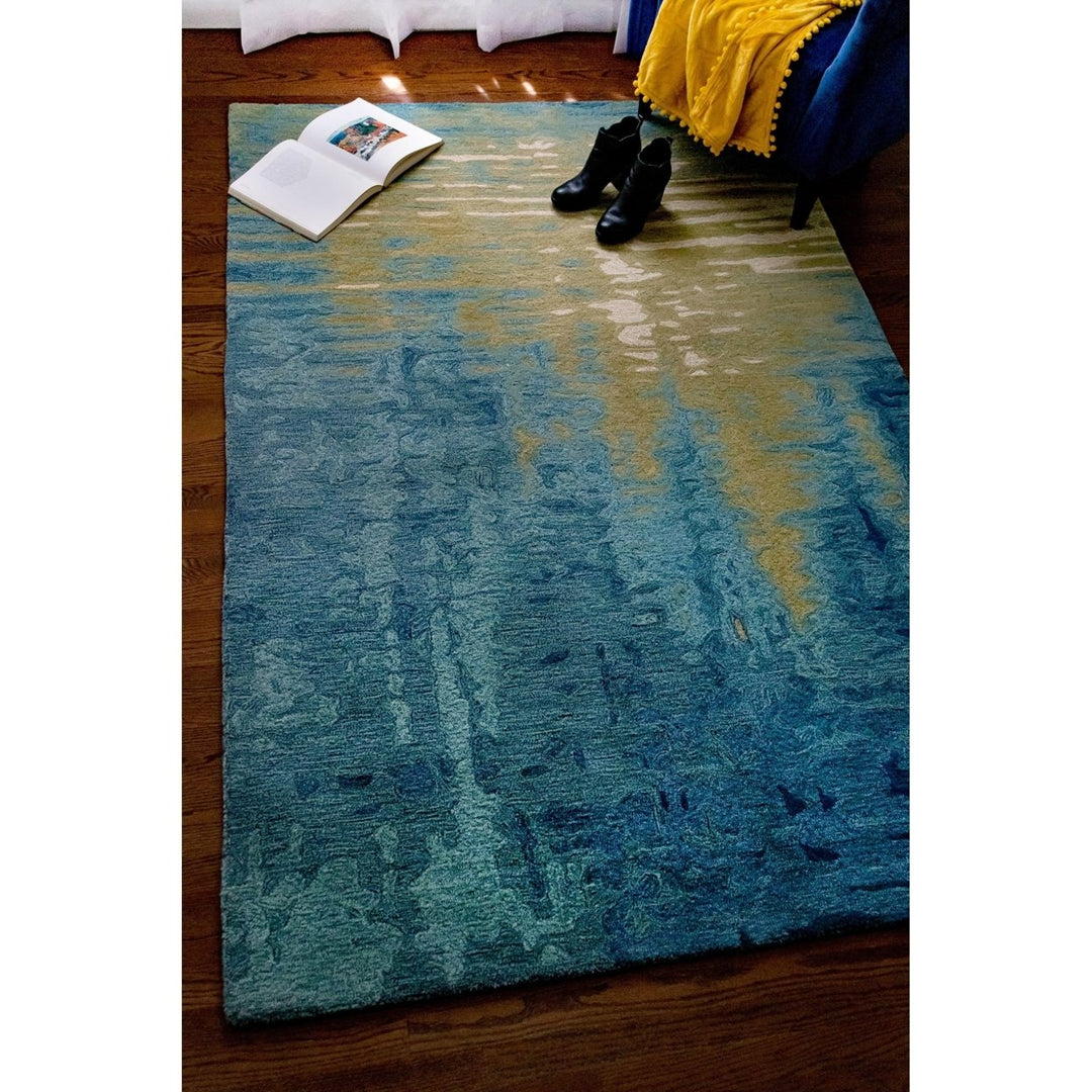 Liora Manne Corsica Reflection Indoor Area Rug 100% Wool Ocean 5x8 Feet Image 1