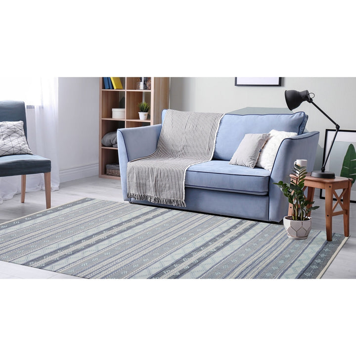 Liora Manne Cosmos Gypsy Stripe Indoor Outdoor Area Rug Blue Image 2