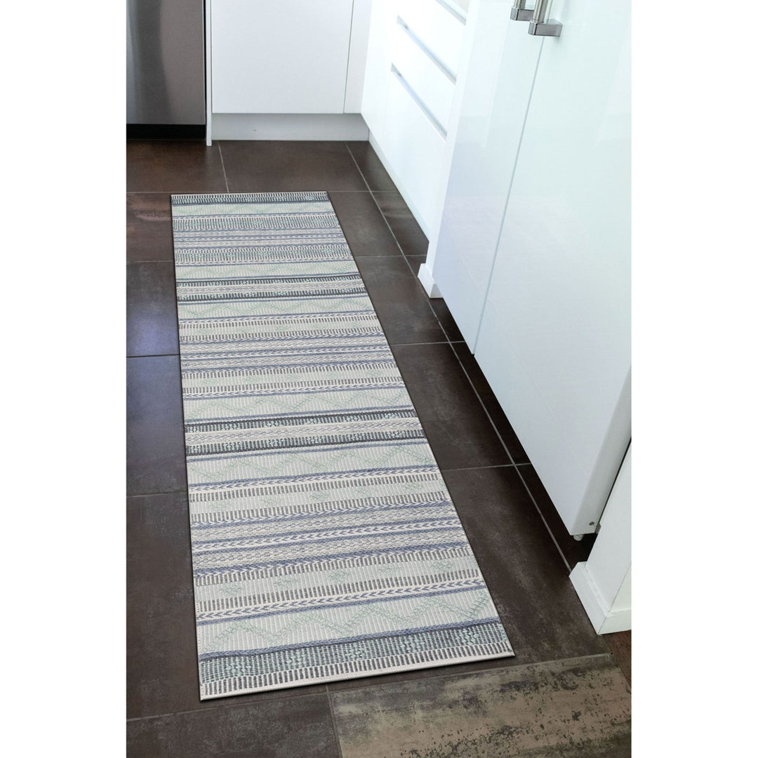 Liora Manne Cosmos Gypsy Stripe Indoor Outdoor Area Rug Blue Image 3