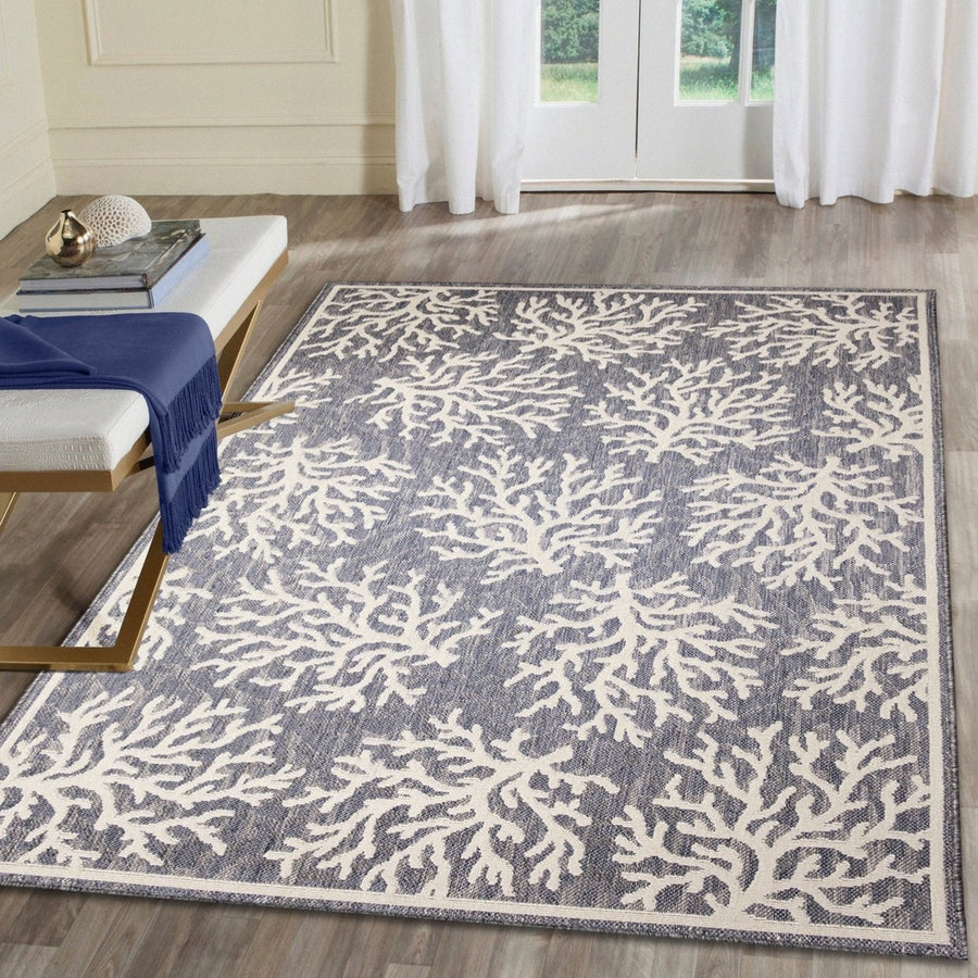 Liora Manne Cove Coral Indoor Outdoor Area Rug Blue Image 1