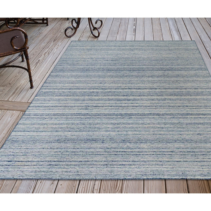 Liora Manne Dakota Stripe Area Rug Blue Indoor Outdoor Hand Woven Polyester 5x7 Image 10